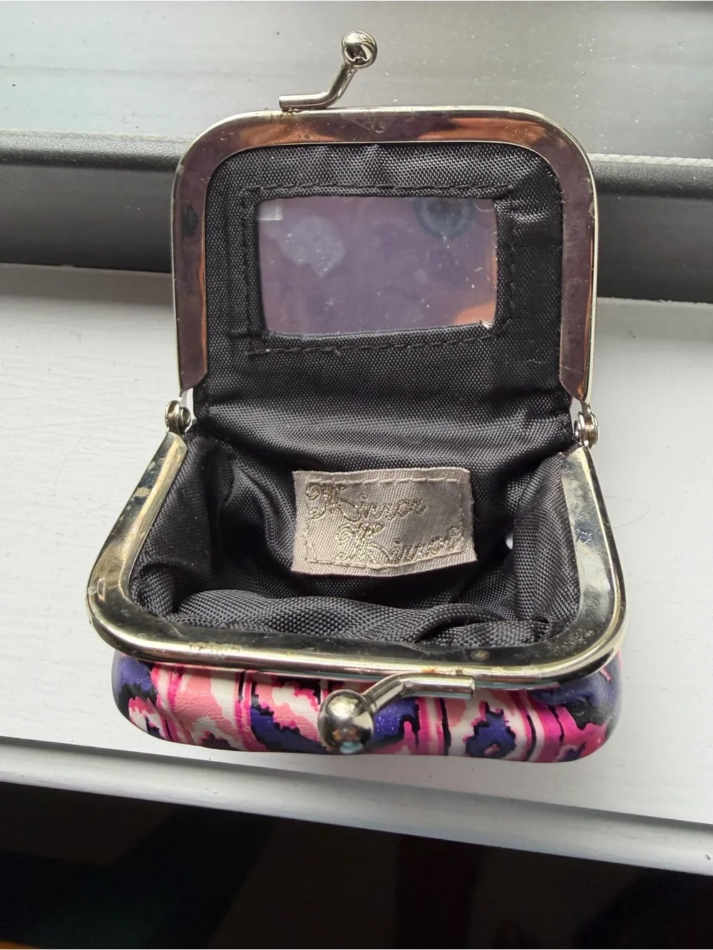 Compact Pink Patterned Women's Coin Purse/Pill Case/Contact Lens Case